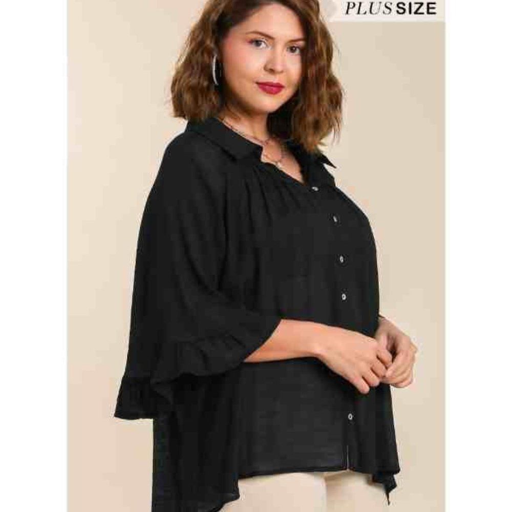 Umgee Black Blouse, NWT, Size XL & 1XL - Picture 2 of 4
